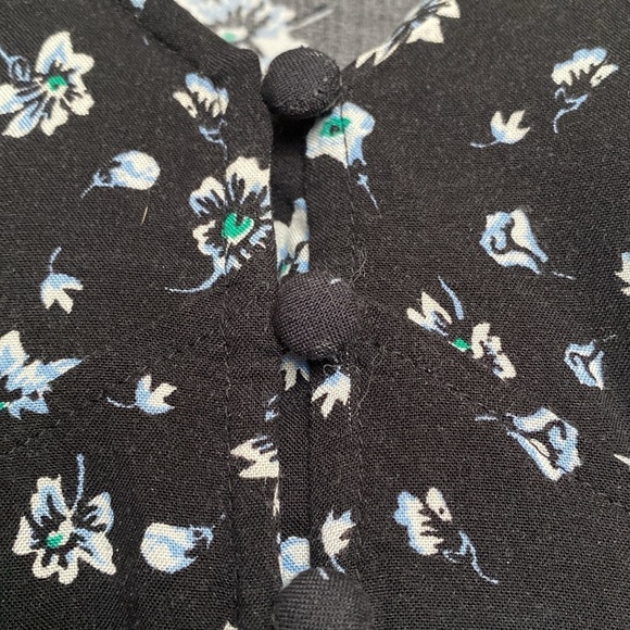 ABOUND Babydoll blouse Womens XXS ditzy floral 90’s Y2K blue/White button down - Picture 4 of 10